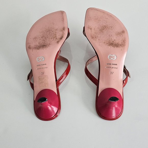 Escada Red Strappy Women's Sandals - Picture 8 of 10